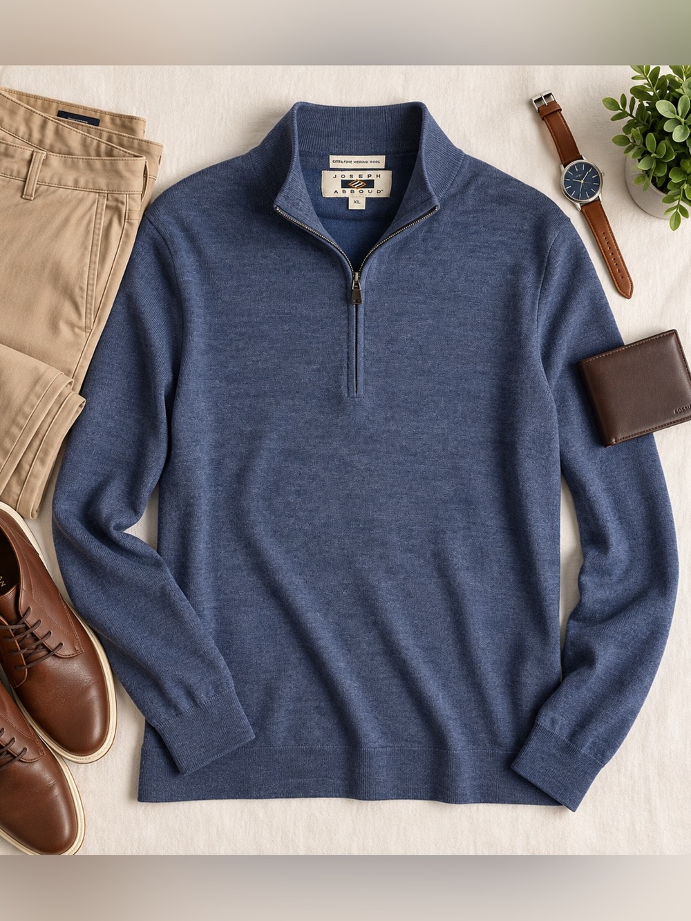 Joseph Abboud Men's Navy Blue Quarter-Zip Sweater